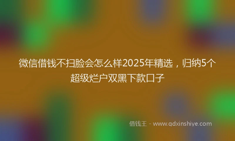 微信借钱不扫脸会怎么样2025年精选，归纳5个超级烂户双黑下款口子