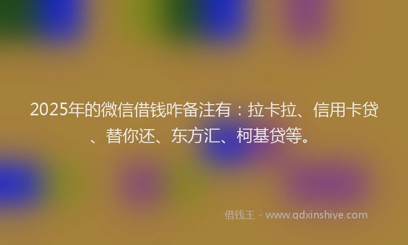 2025年的微信借钱咋备注有：拉卡拉、信用卡贷、替你还、东方汇、柯基贷等。