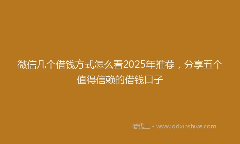 微信几个借钱方式怎么看2025年推荐,分享五个值得信赖的借钱口子