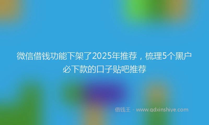 微信借钱功能下架了2025年推荐，梳理5个黑户必下款的口子贴吧推荐