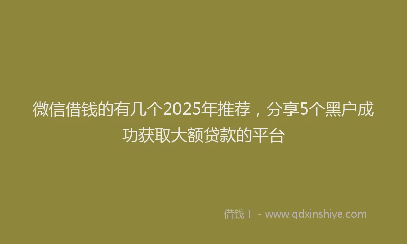 微信借钱的有几个2025年推荐，分享5个黑户成功获取大额贷款的平台