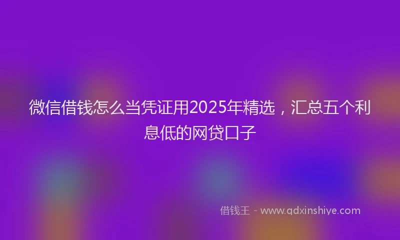 微信借钱怎么当凭证用2025年精选，汇总五个利息低的网贷口子