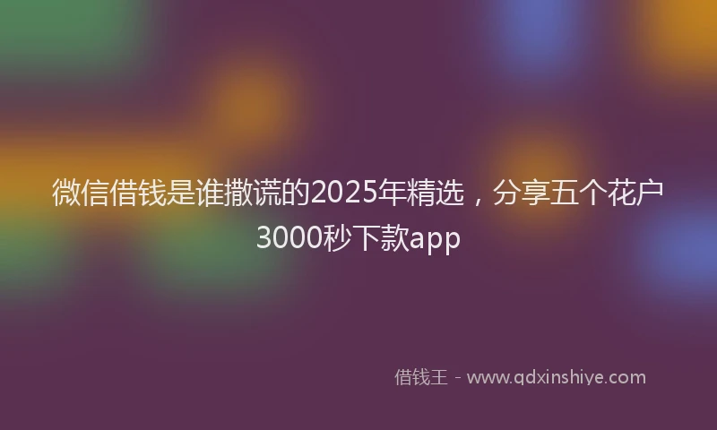 微信借钱是谁撒谎的2025年精选，分享五个花户3000秒下款app