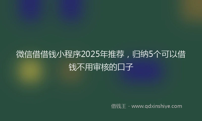 微信借借钱小程序2025年推荐，归纳5个可以借钱不用审核的口子
