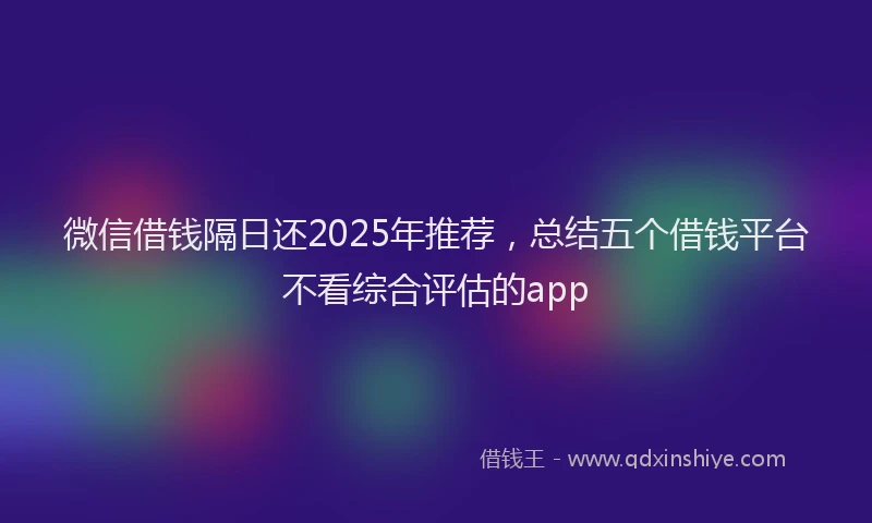 微信借钱隔日还2025年推荐，总结五个借钱平台不看综合评估的app