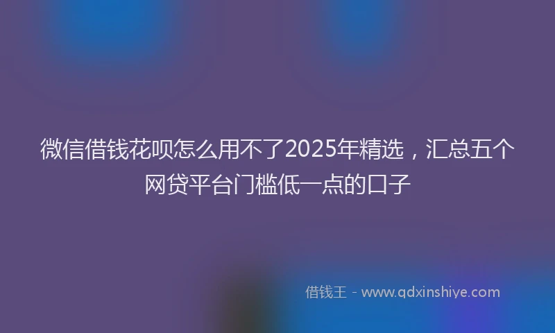 微信借钱花呗怎么用不了2025年精选，汇总五个网贷平台门槛低一点的口子