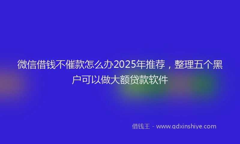 微信借钱不催款怎么办2025年推荐，整理五个黑户可以做大额贷款软件