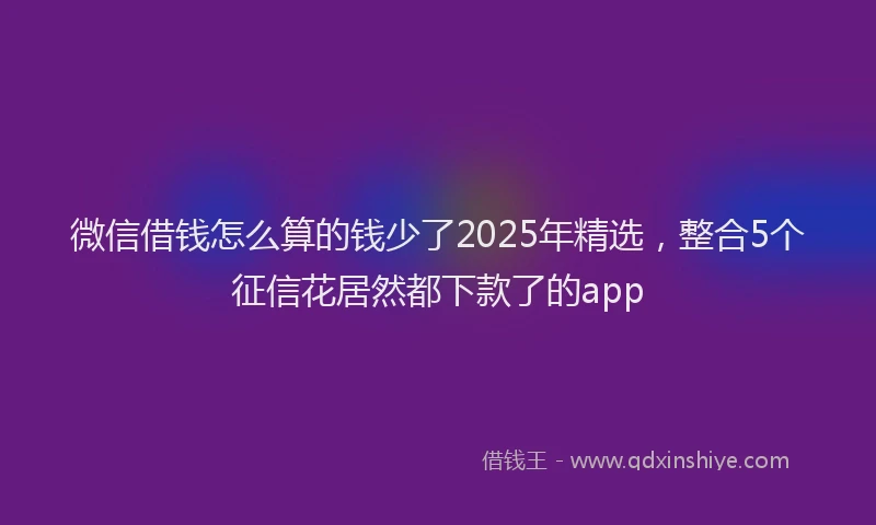微信借钱怎么算的钱少了2025年精选，整合5个征信花居然都下款了的app