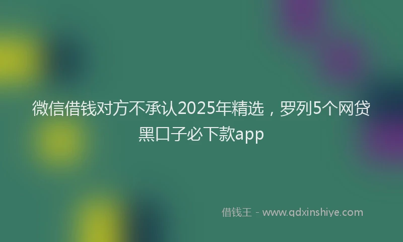 微信借钱对方不承认2025年精选，罗列5个网贷黑口子必下款app