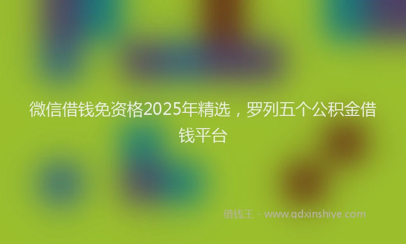 微信借钱免资格2025年精选，罗列五个公积金借钱平台