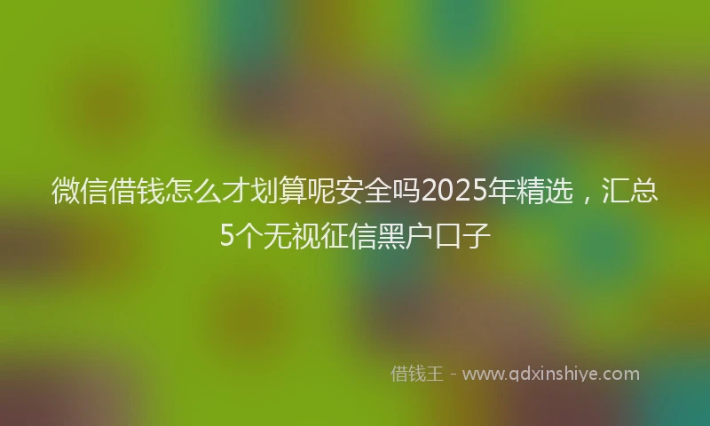 微信借钱怎么才划算呢安全吗2025年精选，汇总5个无视征信黑户口子