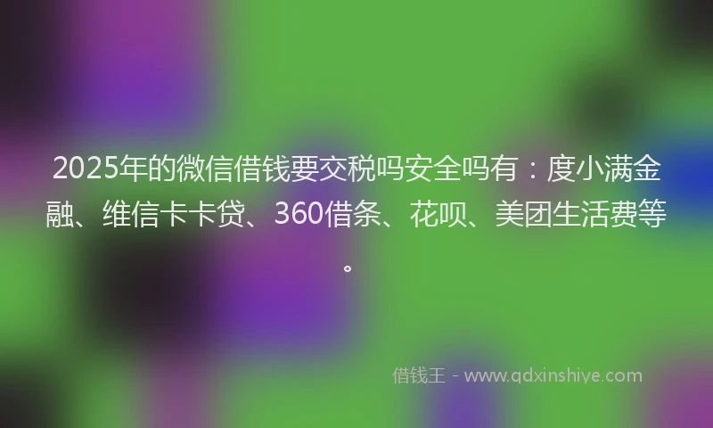 2025年的微信借钱要交税吗安全吗有：度小满金融、维信卡卡贷、360借条、花呗、美团生活费等。