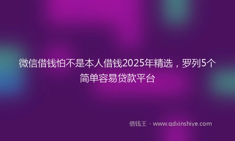 微信借钱怕不是本人借钱2025年精选，罗列5个简单容易贷款平台