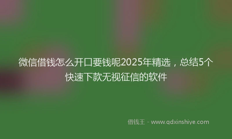 微信借钱怎么开口要钱呢2025年精选，总结5个快速下款无视征信的软件
