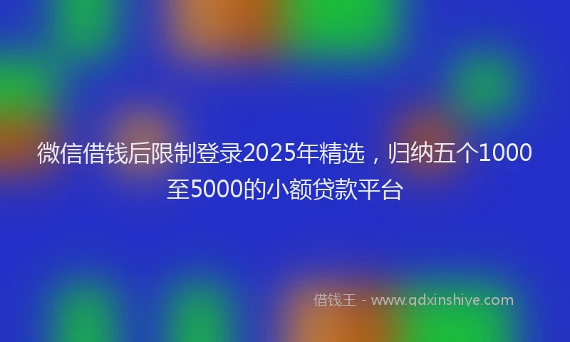 微信借钱后限制登录2025年精选，归纳五个1000至5000的小额贷款平台