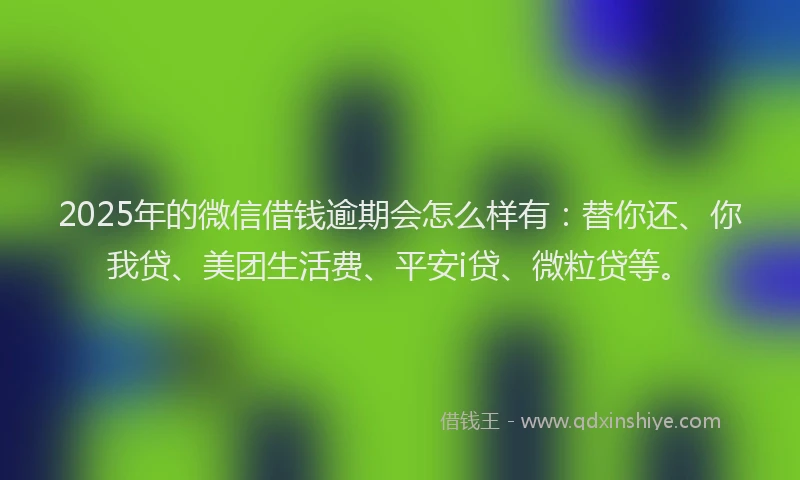2025年的微信借钱逾期会怎么样有：替你还、你我贷、美团生活费、平安i贷、微粒贷等。
