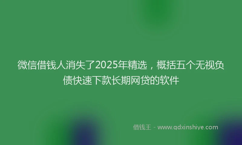 微信借钱人消失了2025年精选，概括五个无视负债快速下款长期网贷的软件