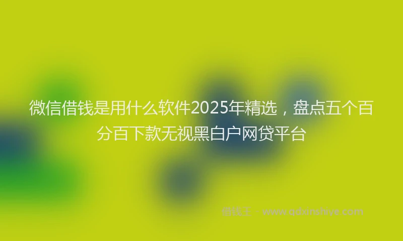 微信借钱是用什么软件2025年精选，盘点五个百分百下款无视黑白户网贷平台