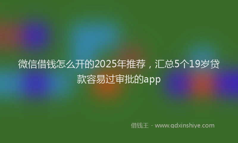 微信借钱怎么开的2025年推荐，汇总5个19岁贷款容易过审批的app