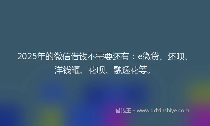 2025年的微信借钱不需要还有：e微贷、还呗、洋钱罐、花呗、融逸花等。