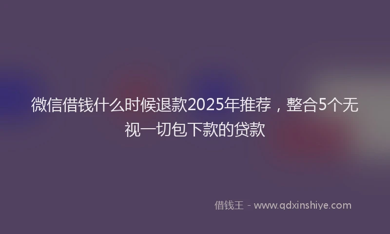 微信借钱什么时候退款2025年推荐，整合5个无视一切包下款的贷款