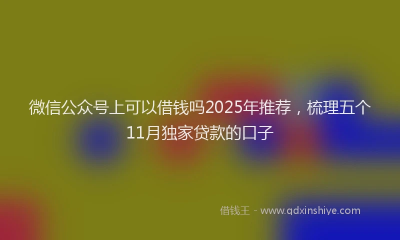 微信公众号上可以借钱吗2025年推荐，梳理五个11月独家贷款的口子