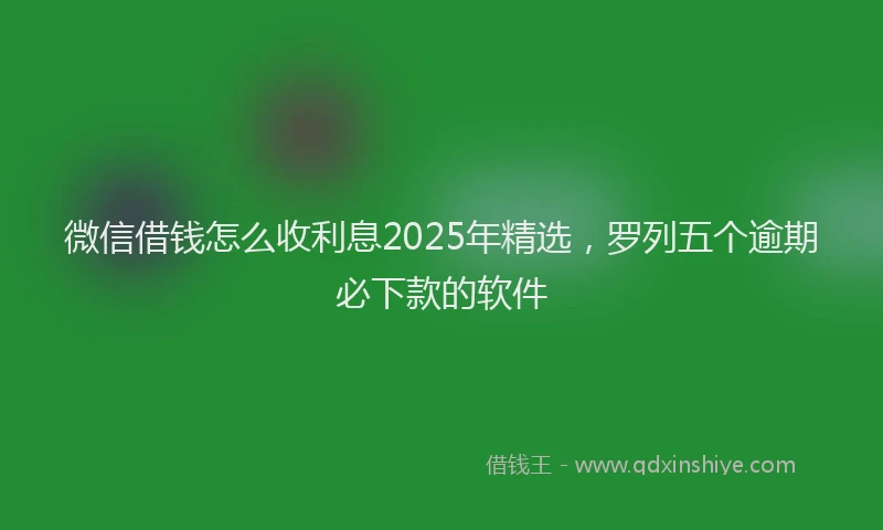 微信借钱怎么收利息2025年精选，罗列五个逾期必下款的软件