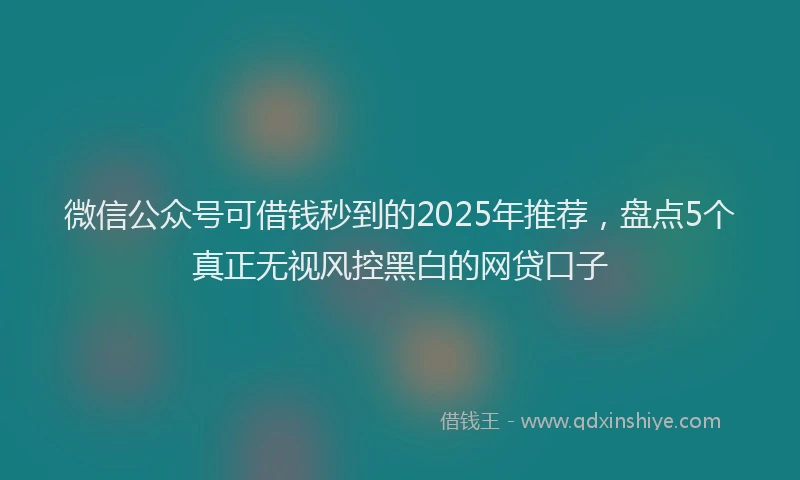 微信公众号可借钱秒到的2025年推荐，盘点5个真正无视风控黑白的网贷口子
