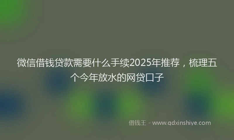 微信借钱贷款需要什么手续2025年推荐，梳理五个今年放水的网贷口子