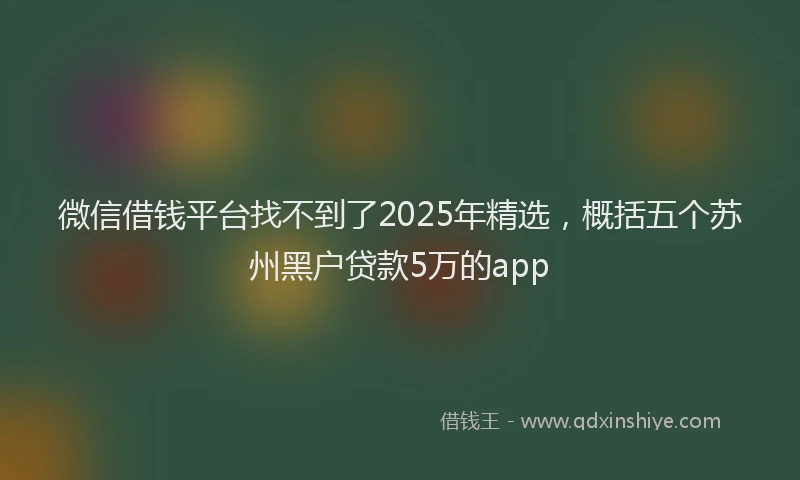微信借钱平台找不到了2025年精选，概括五个苏州黑户贷款5万的app
