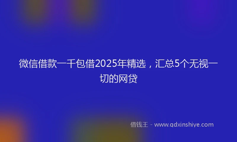 微信借款一千包借2025年精选，汇总5个无视一切的网贷