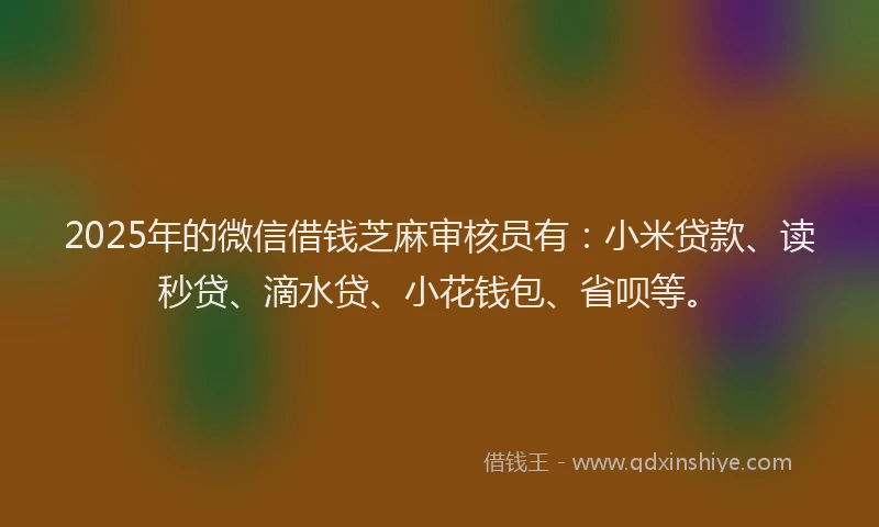 2025年的微信借钱芝麻审核员有：小米贷款、读秒贷、滴水贷、小花钱包、省呗等。