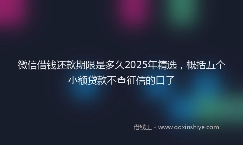 微信借钱还款期限是多久2025年精选，概括五个小额贷款不查征信的口子