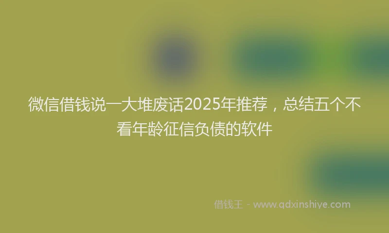 微信借钱说一大堆废话2025年推荐，总结五个不看年龄征信负债的软件