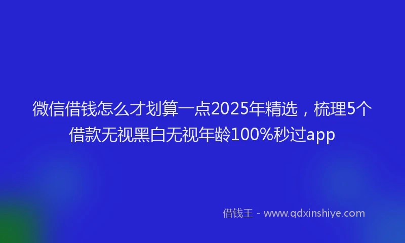 微信借钱怎么才划算一点2025年精选，梳理5个借款无视黑白无视年龄100%秒过app