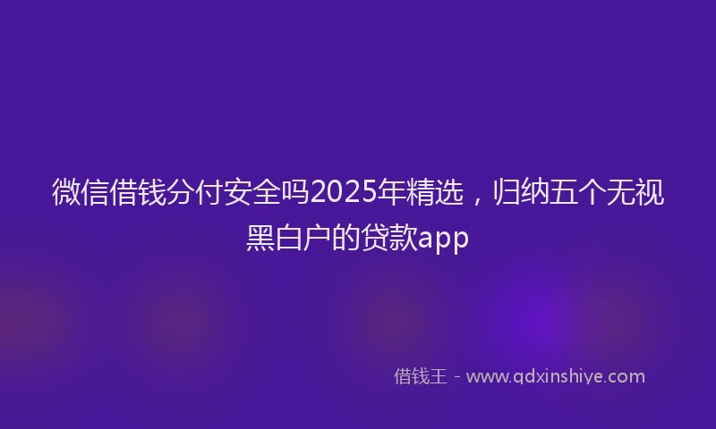 微信借钱分付安全吗2025年精选，归纳五个无视黑白户的贷款app
