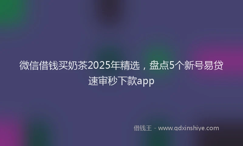 微信借钱买奶茶2025年精选，盘点5个新号易贷速审秒下款app