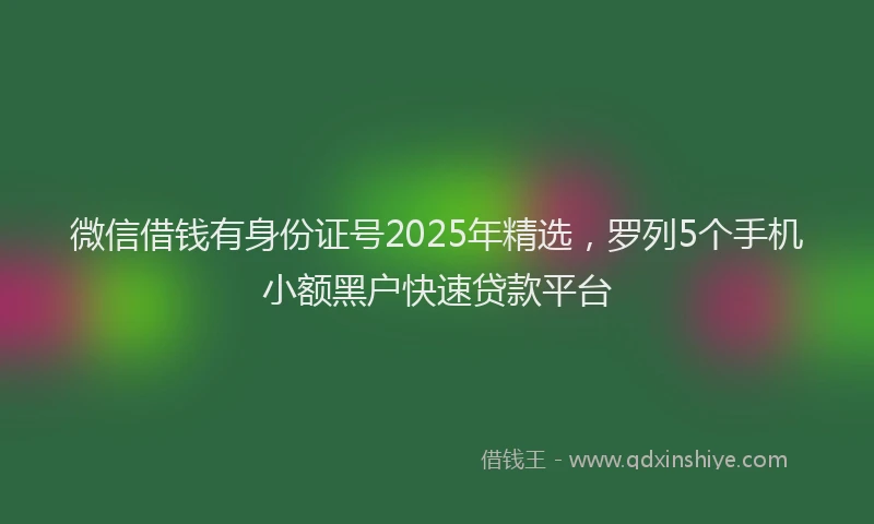 微信借钱有身份证号2025年精选，罗列5个手机小额黑户快速贷款平台