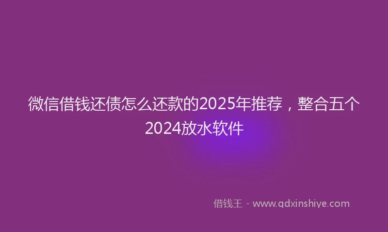 微信借钱还债怎么还款的2025年推荐，整合五个2024放水软件