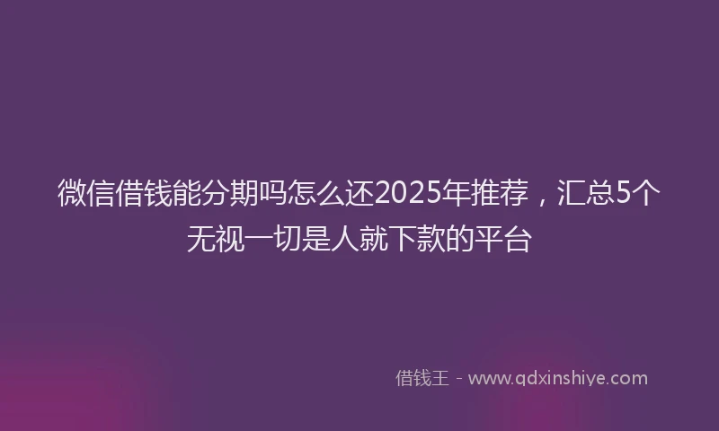 微信借钱能分期吗怎么还2025年推荐，汇总5个无视一切是人就下款的平台