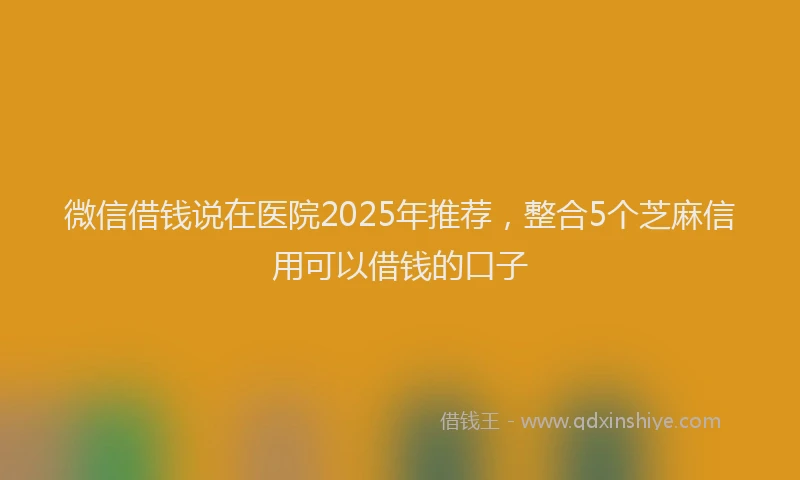 微信借钱说在医院2025年推荐，整合5个芝麻信用可以借钱的口子