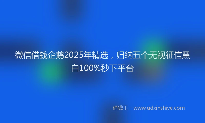 微信借钱企鹅2025年精选，归纳五个无视征信黑白100%秒下平台