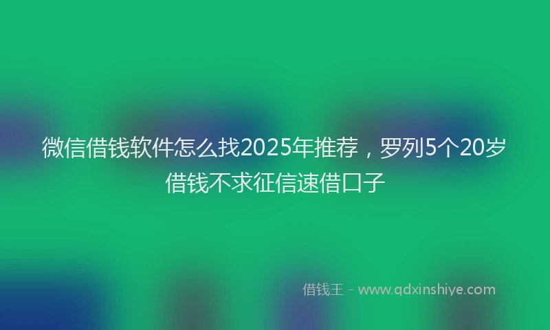 微信借钱软件怎么找2025年推荐，罗列5个20岁借钱不求征信速借口子