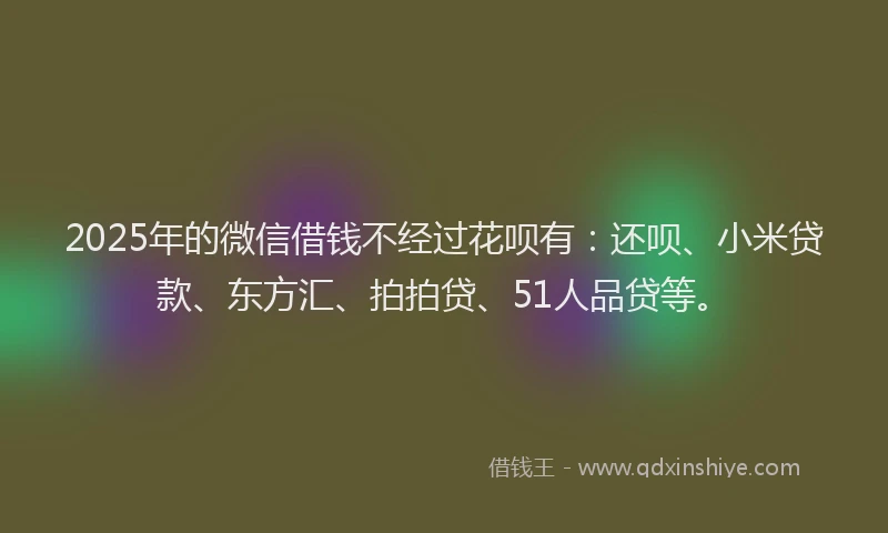 2025年的微信借钱不经过花呗有：还呗、小米贷款、东方汇、拍拍贷、51人品贷等。