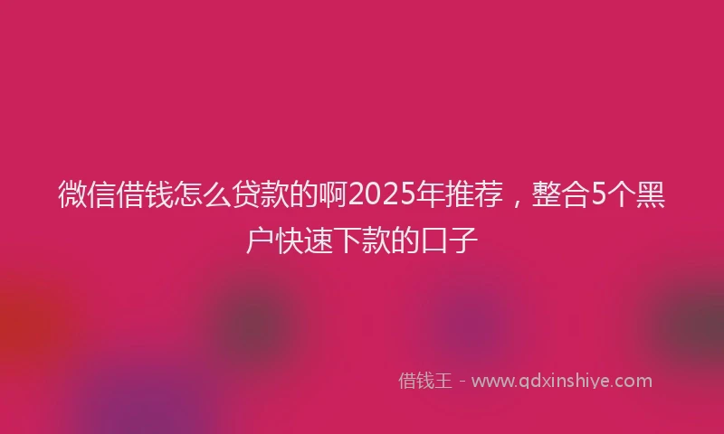 微信借钱怎么贷款的啊2025年推荐，整合5个黑户快速下款的口子