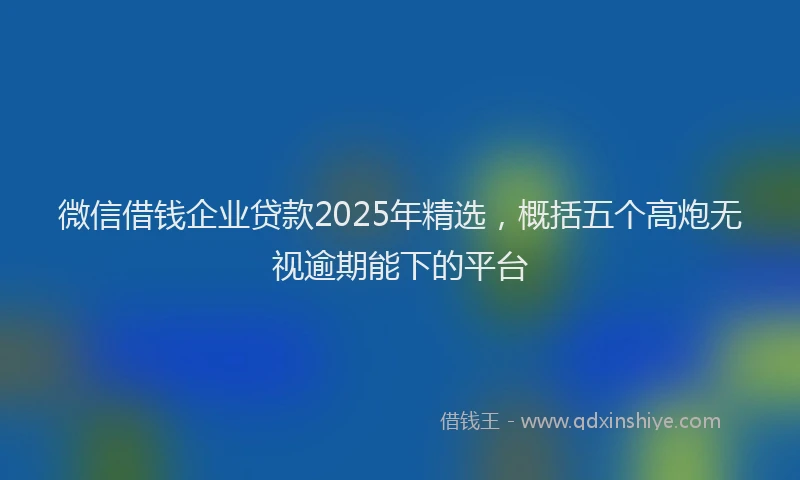 微信借钱企业贷款2025年精选，概括五个高炮无视逾期能下的平台