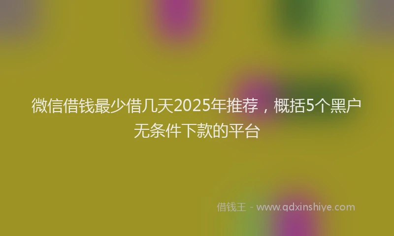 微信借钱最少借几天2025年推荐，概括5个黑户无条件下款的平台