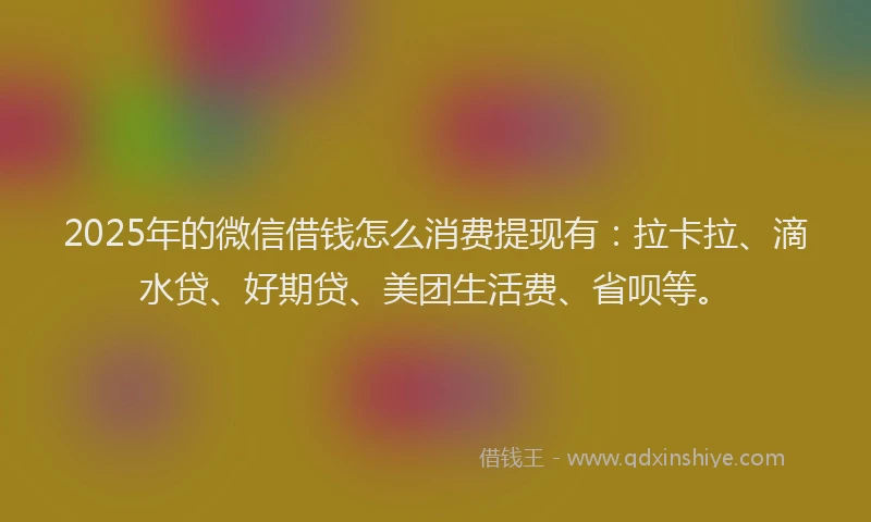 2025年的微信借钱怎么消费提现有：拉卡拉、滴水贷、好期贷、美团生活费、省呗等。