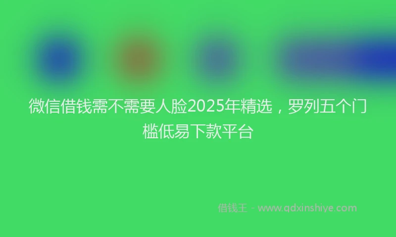 微信借钱需不需要人脸2025年精选，罗列五个门槛低易下款平台