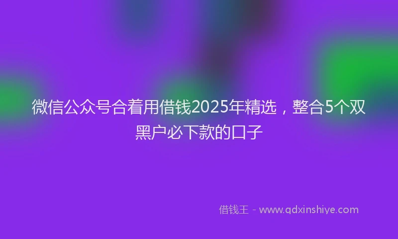 微信公众号合着用借钱2025年精选，整合5个双黑户必下款的口子